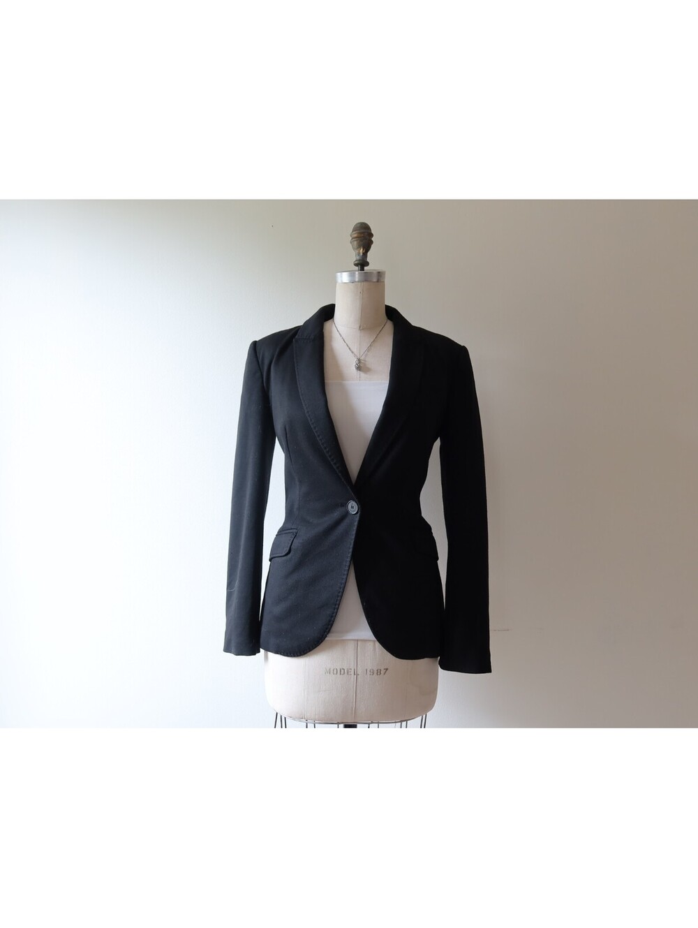 Zara Basic Black Fitted Blazer Shoulder Pads Women’s Size M